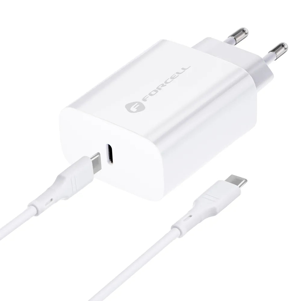 Forcell Oplader met USB-C naar USB-C kabel - 25 Watt - 1 meter - Wit