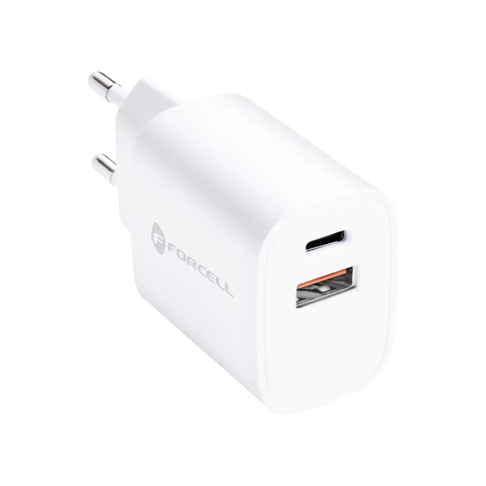 Forcell Oplader - Wall Charger – 30 Watt – USB-C & USB-A – Wit