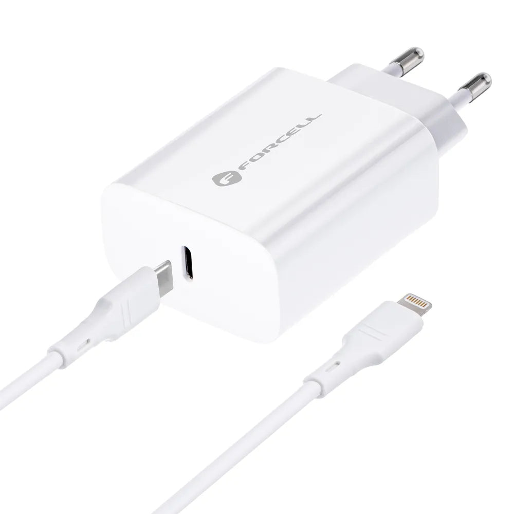Forcell Oplader met USB-C naar Lightning kabel - 20 Watt - 1,2 meter - Wit