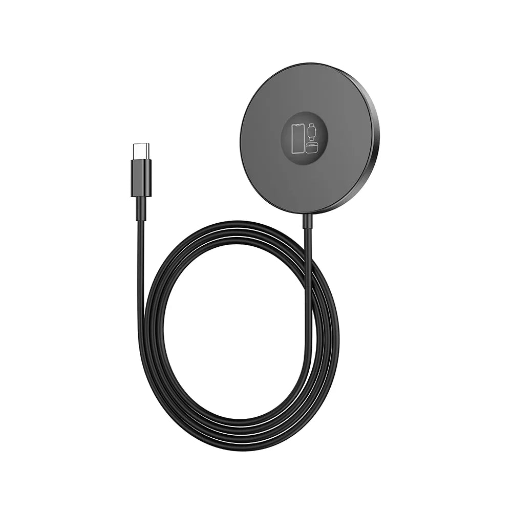 Hoco 3-in-1 Wireless Charger met MagSafe - USB-C - Draadloze Oplader - 15W - Zwart