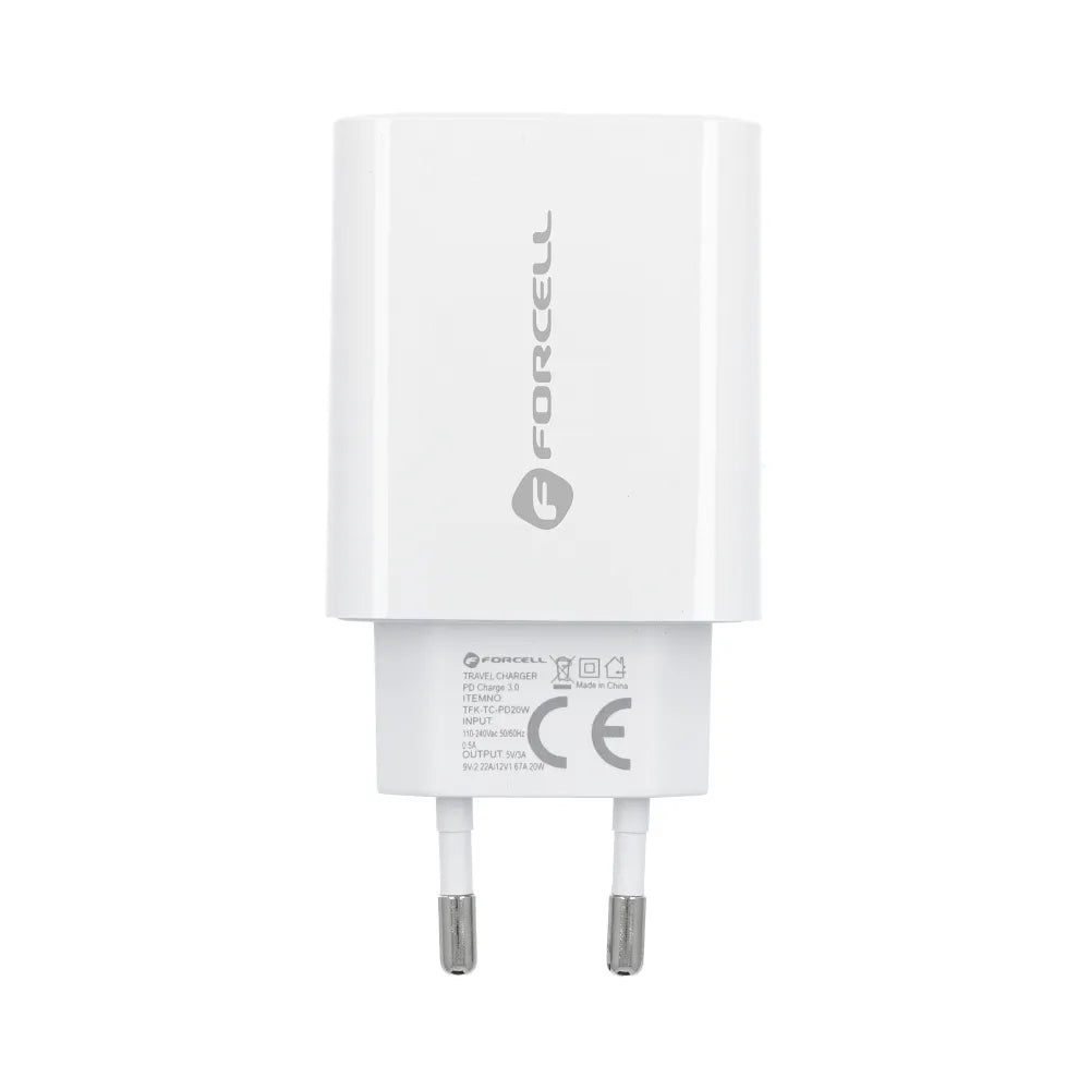 Forcell Oplader met USB-C naar Lightning kabel - 20 Watt - 1,2 meter - Wit
