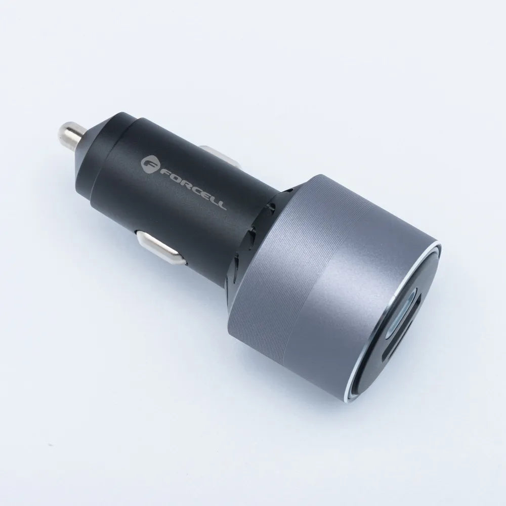 Forcell Autolader 2x USB-C + USB-A – 85W – Power Delivery & Quick Charge 4.0 – Grijs