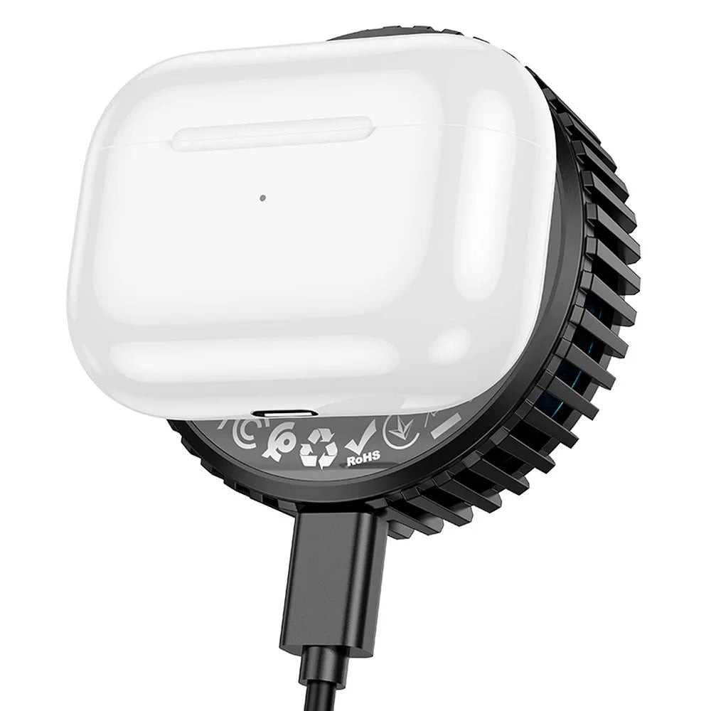 Hoco Wireless Charger met MagSafe en Koelventilator - USB-C - Draadloze Oplader - 15W - Zwart