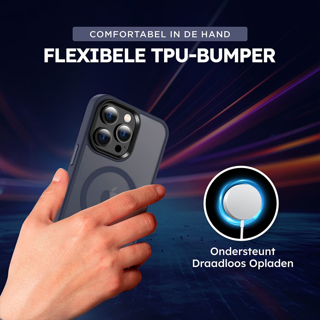 Casify Classic Hybrid Hoesje met MagSafe Mat Donkerblauw3