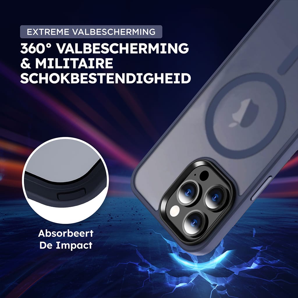 Casify Classic Hybrid Hoesje met MagSafe Mat Donkerblauw