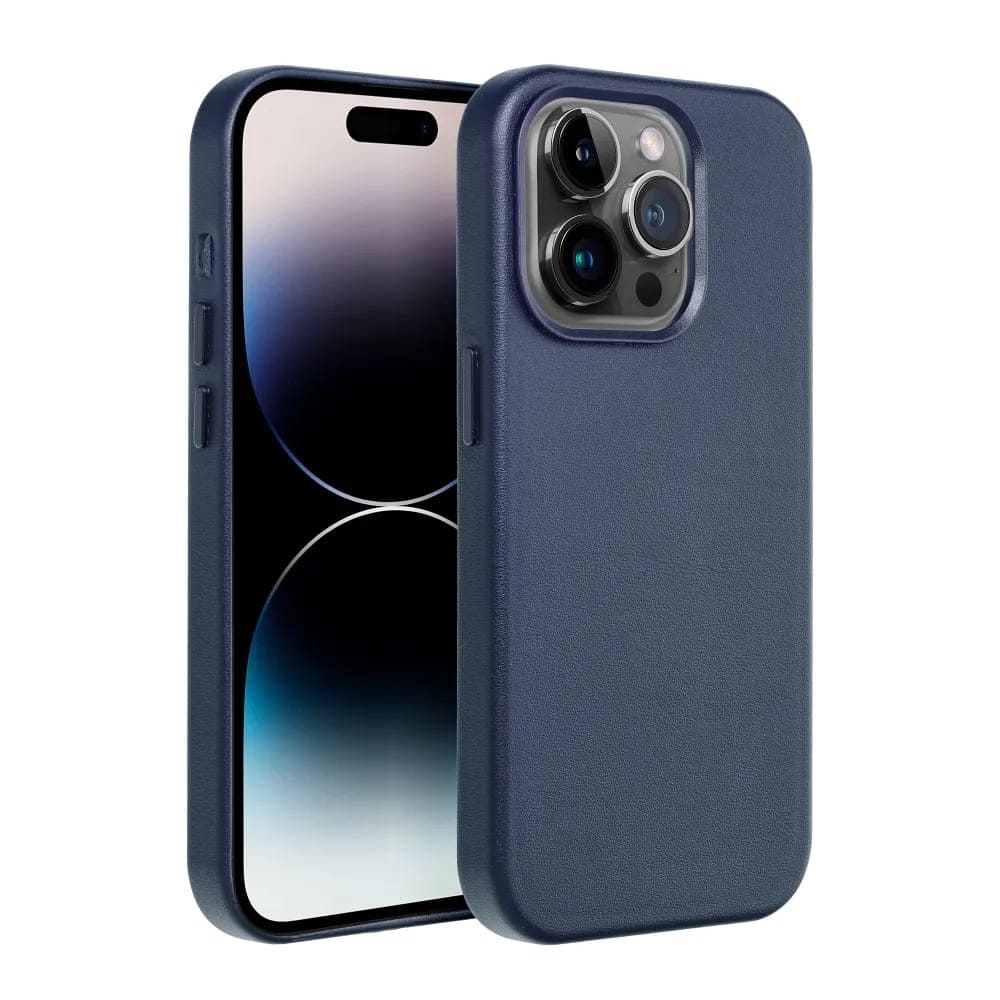 Casify Leren Hoesje met MagSafe voor iPhone 14 Pro Donkerblauw