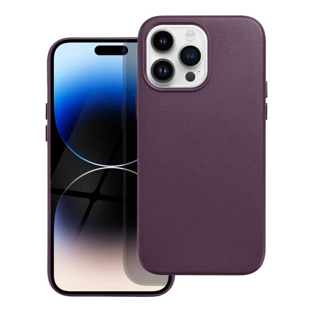 Casify Leren Hoesje met MagSafe voor iPhone 14 Pro Max Donkerpaars2