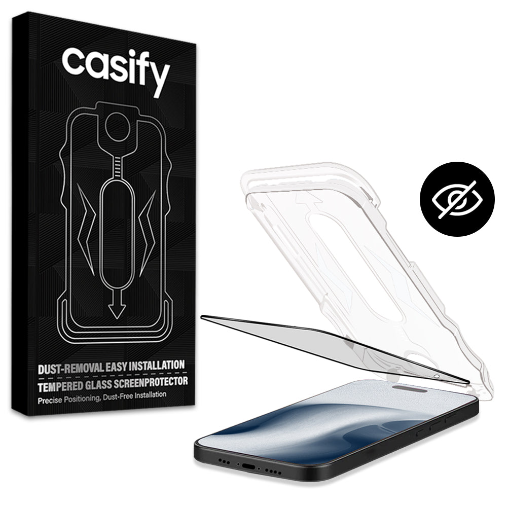 Casify Gehard Glas Privacy Screenprotector met installatiekit voor de iPhone 15 Plus / 16 Plus