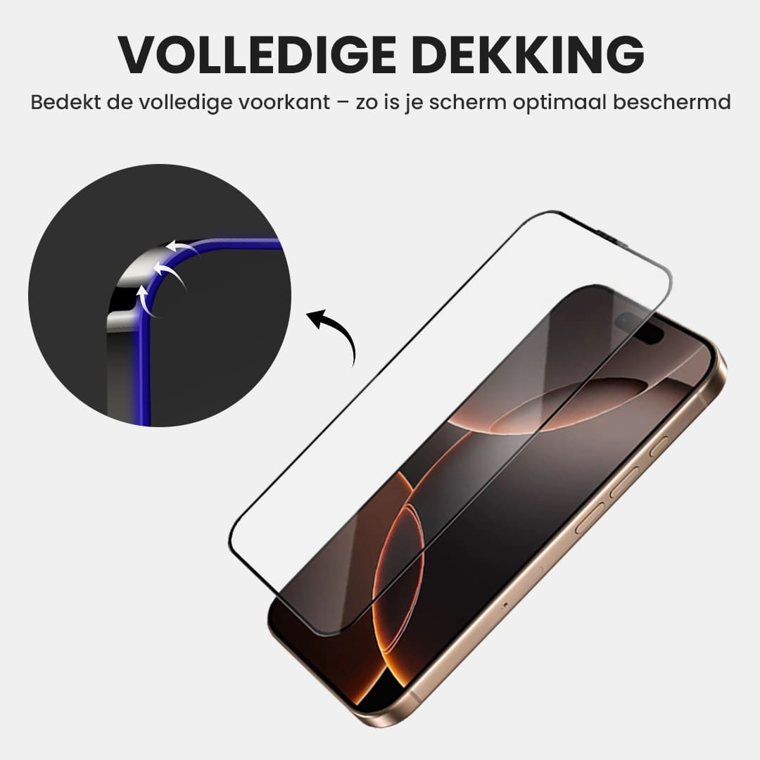 Casify Gehard Glas Full Cover Screenprotector met installatiekit voor de iPhone 13 Pro Max / 14 Plus