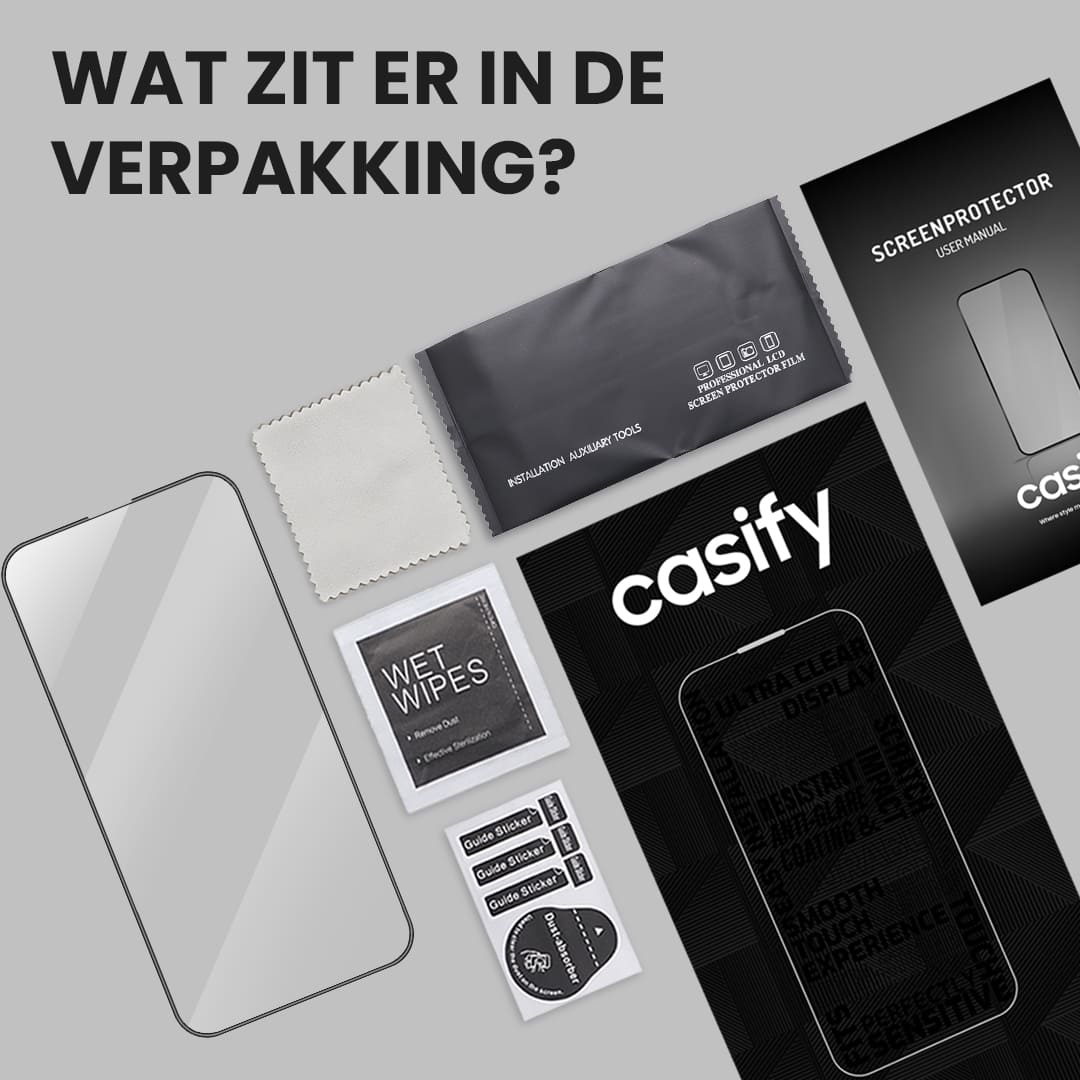 Casify Gehard Glas Full Cover Screenprotector voor de iPhone 13 / 13 Pro / 14 / 16e
