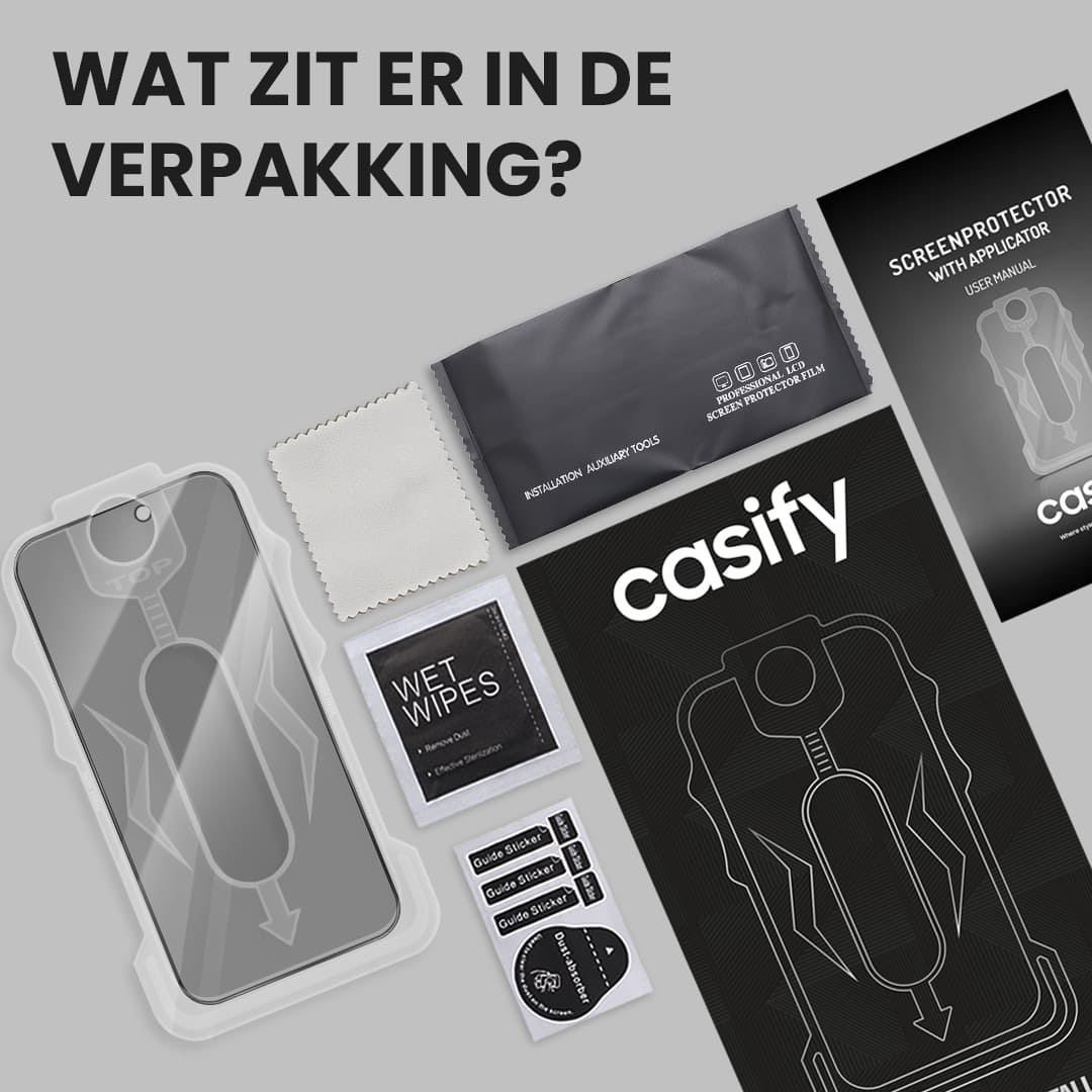 Casify Gehard Glas Privacy Screenprotector met installatiekit voor de iPhone 13 Pro Max / 14 Plus