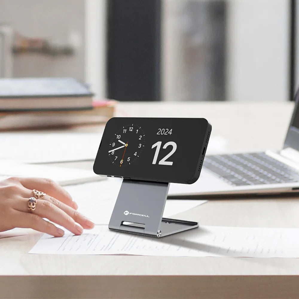 Forcell Flip Charge Qi2 Wireless Charger met MagSafe – USB-C – Draadloze Oplader – 15W – Zilver