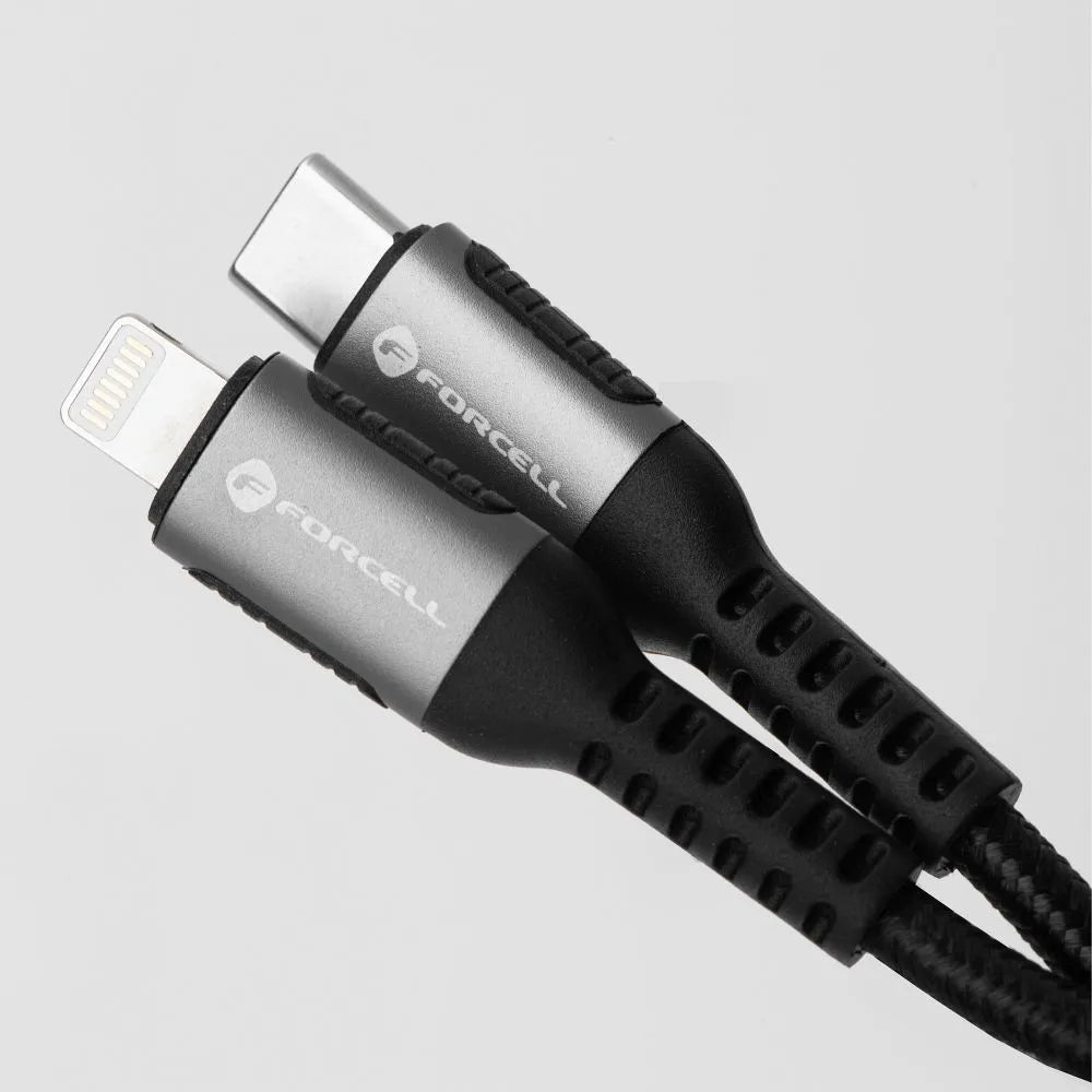 Forcell USB-C naar Lightning Kabel 27W PD – 1.2 meter – Zwart