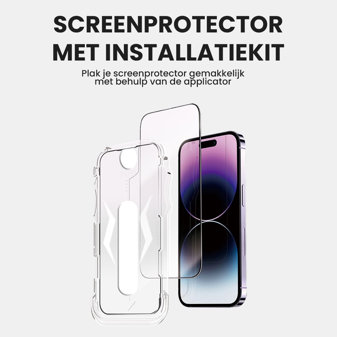Casify Gehard Glas Full Cover Screenprotector met installatiekit voor de iPhone 16 Pro Max