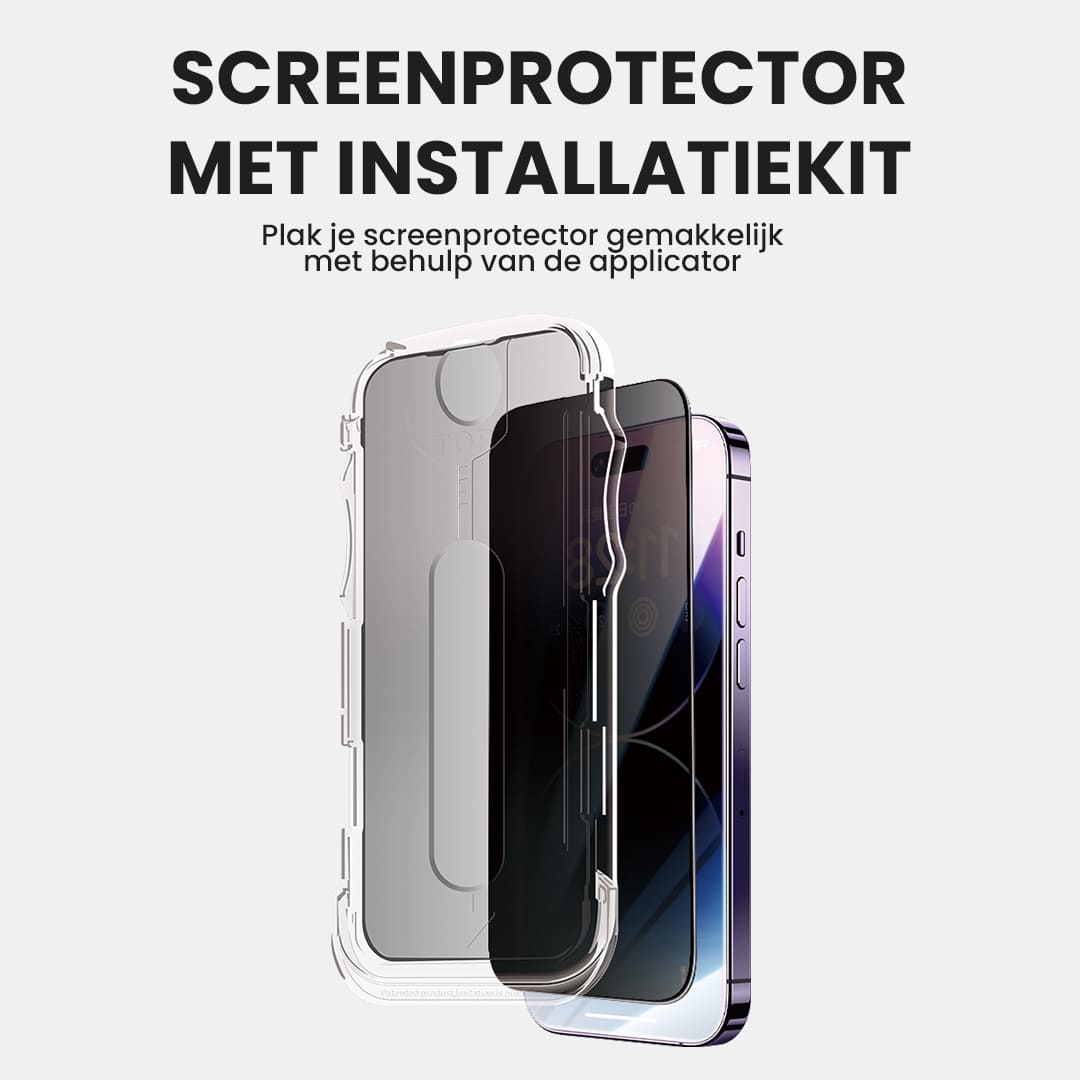 Casify Gehard Glas Privacy Screenprotector met installatiekit voor de iPhone 15 Plus / 16 Plus