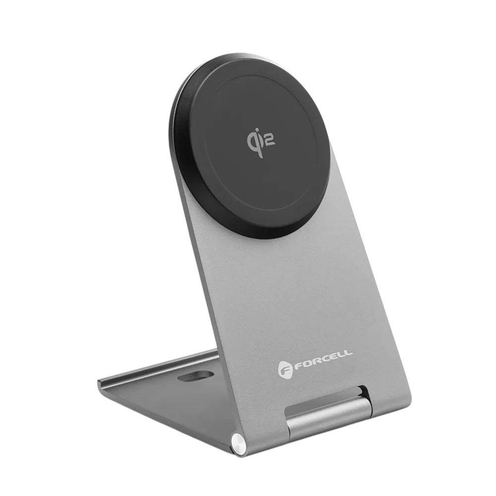 Forcell Flip Charge Qi2 Wireless Charger met MagSafe – USB-C – Draadloze Oplader – 15W – Zilver