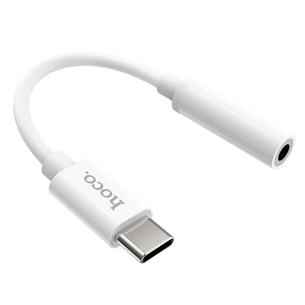 Hoco adapter USB-C naar 3,5 mm Jack – Audio adapter – 12 centimeter – Wit