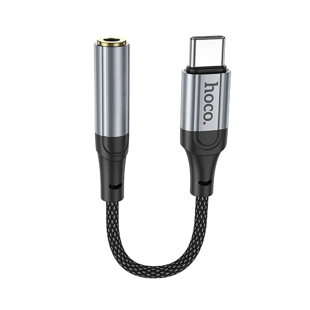 Hoco adapter USB-C naar 3,5 mm Jack – Audio adapter – 12 centimeter – Zwart
