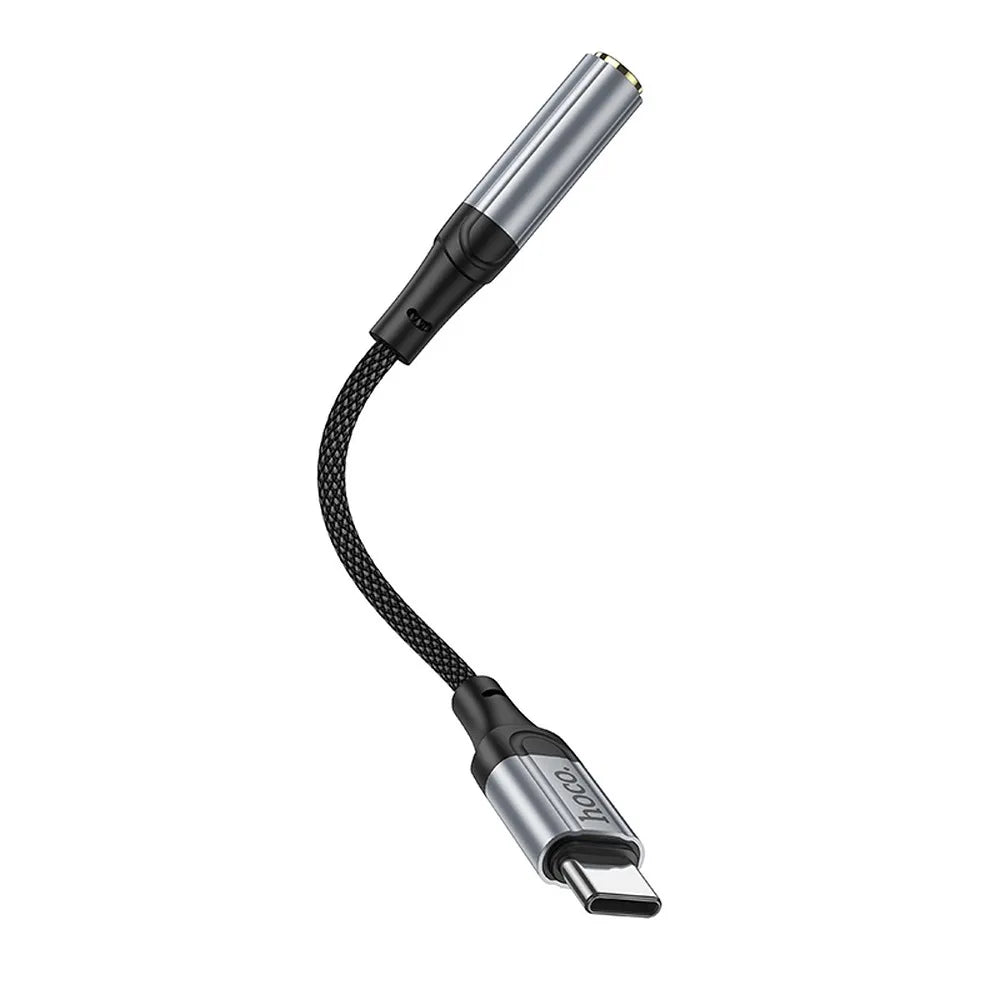 Hoco adapter USB-C naar 3,5 mm Jack – Audio adapter – 12 centimeter – Zwart