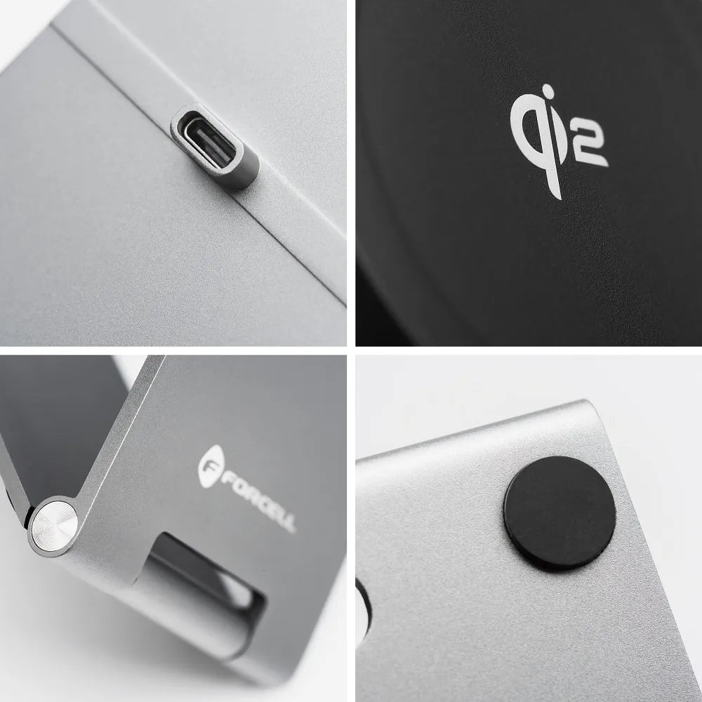 Forcell Flip Charge Qi2 Wireless Charger met MagSafe – USB-C – Draadloze Oplader – 15W – Zilver