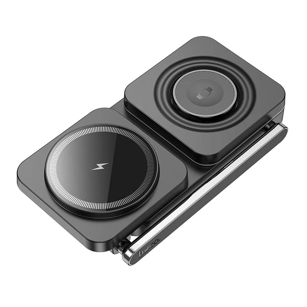 Hoco 3-in-1 Draadloze Oplader met MagSafe – 15W – Opvouwbaar – Zwart