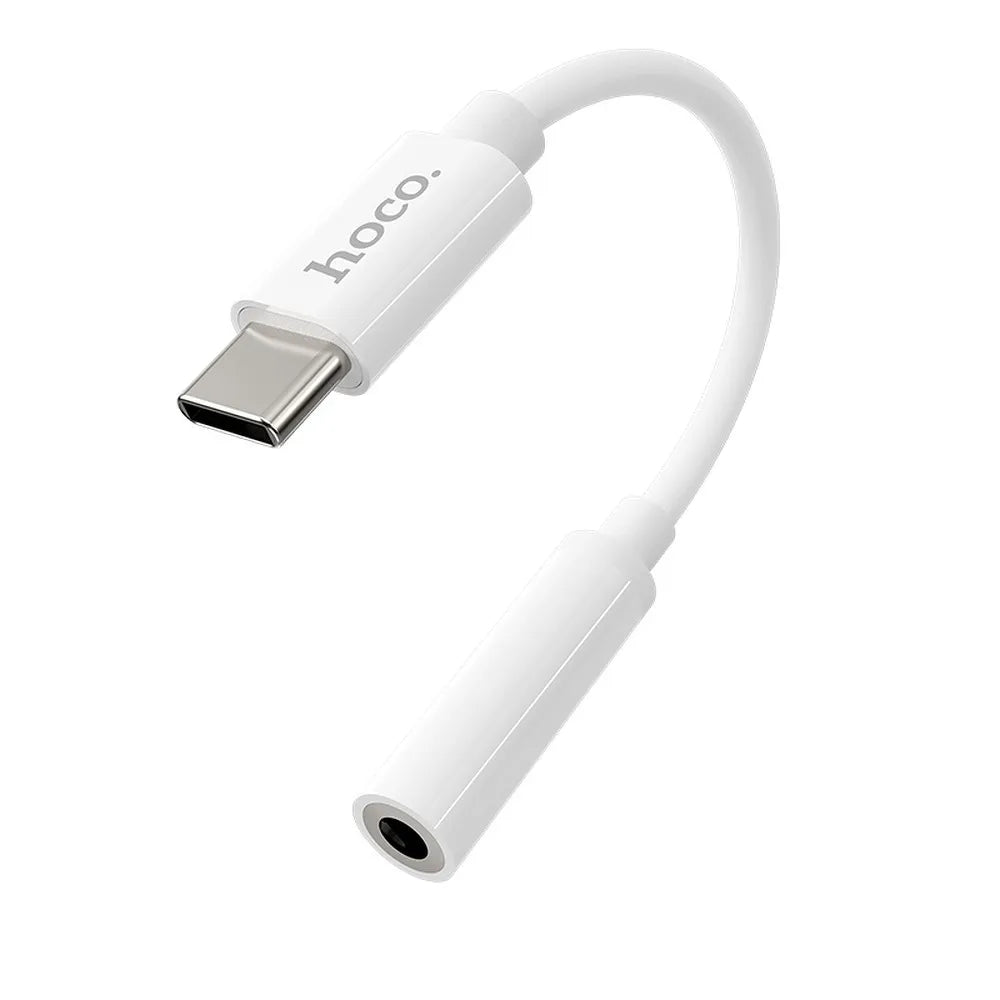Hoco adapter USB-C naar 3,5 mm Jack – Audio adapter – 12 centimeter – Wit