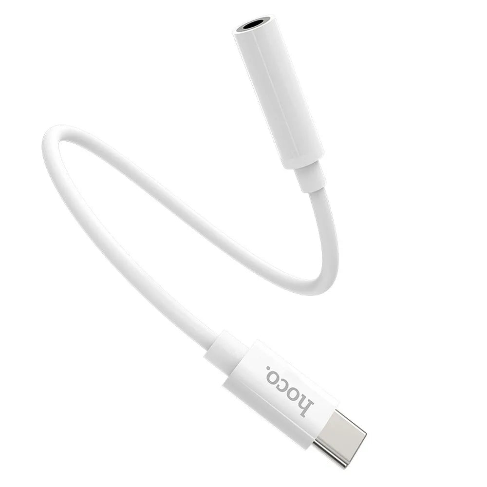 Hoco adapter USB-C naar 3,5 mm Jack – Audio adapter – 12 centimeter – Wit