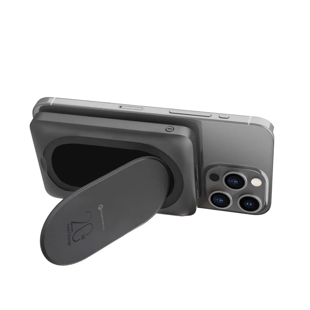 Forcell MagStand Powerbank met Standaard en MagSafe – 10.000 mAh – 20W – Zwart