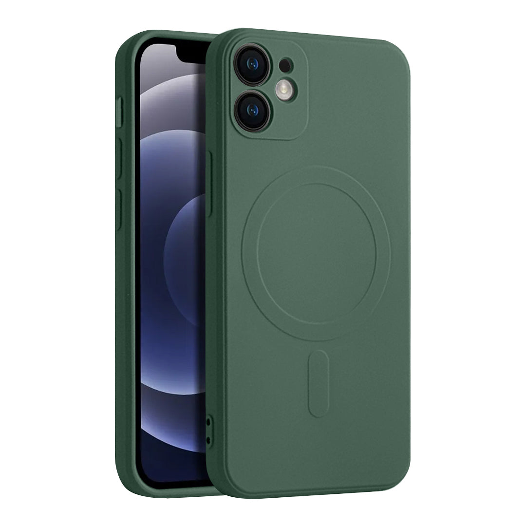 Coque en silicone Casify avec MagSafe pour iPhone 12 - Vert armée