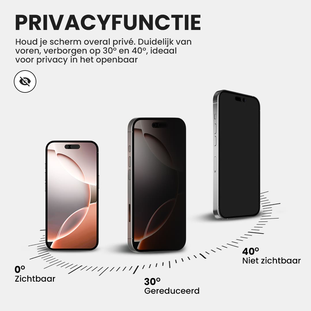 Casify Gehard Glas Privacy Screenprotector met installatiekit voor de iPhone 17 Pro Max