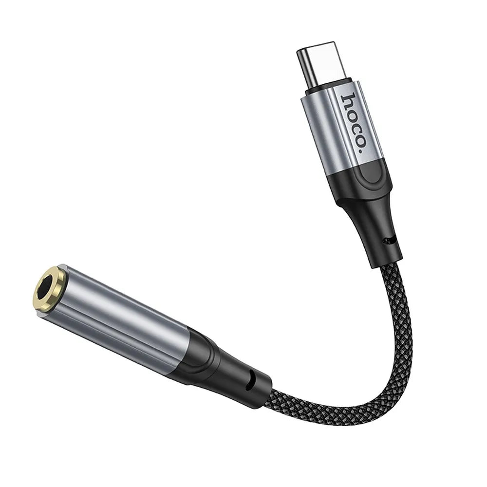 Hoco adapter USB-C naar 3,5 mm Jack – Audio adapter – 12 centimeter – Zwart