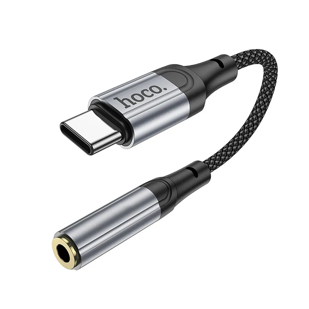 Hoco adapter USB-C naar 3,5 mm Jack – Audio adapter – 12 centimeter – Zwart